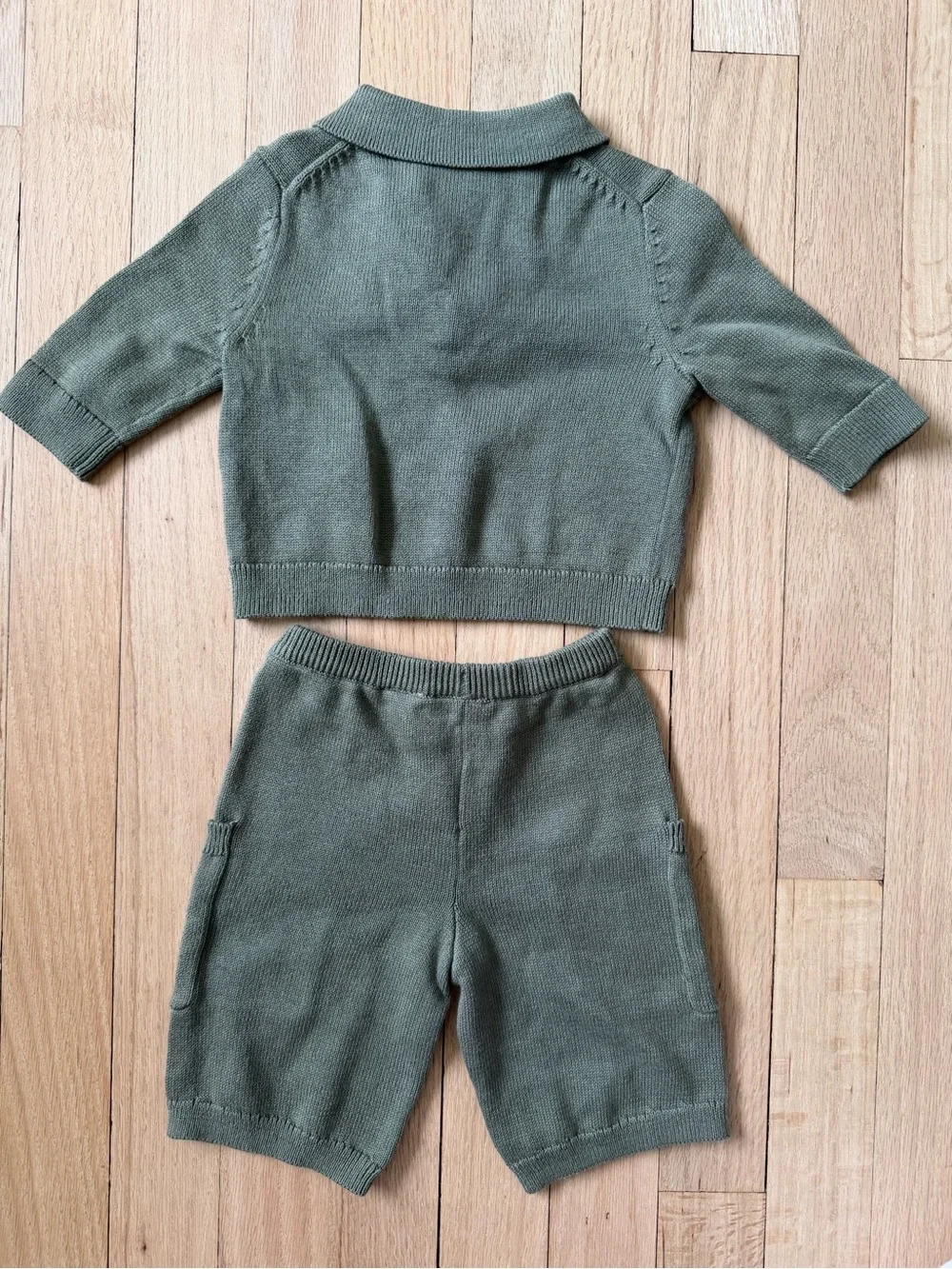 GAP Olive Green Knit Polo & Shorts Set